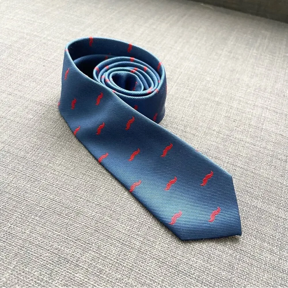Crew Cuts Blue and Red Mustache Patterned Silk Boys Tie